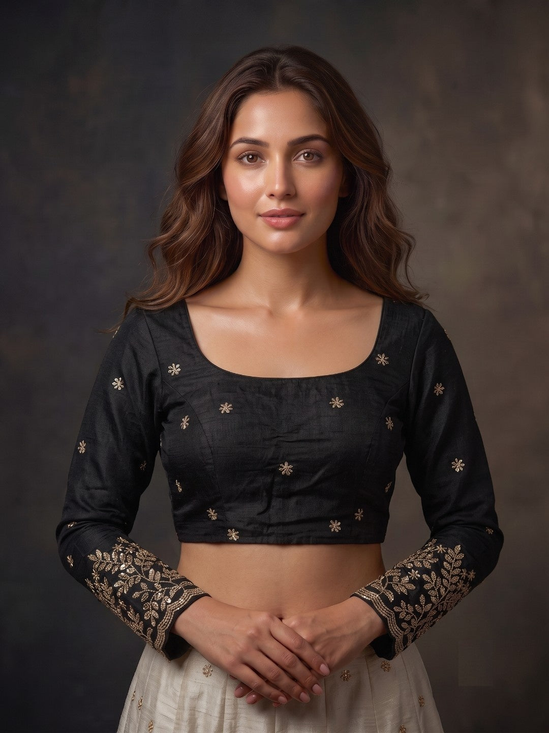 Full sleeve embroidery women blouse