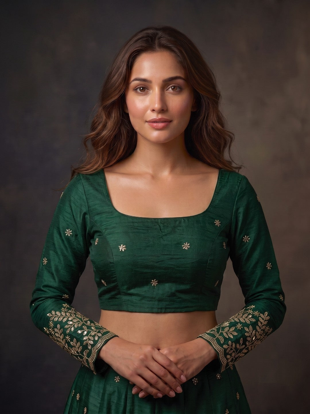 Full sleeve embroidery women blouse