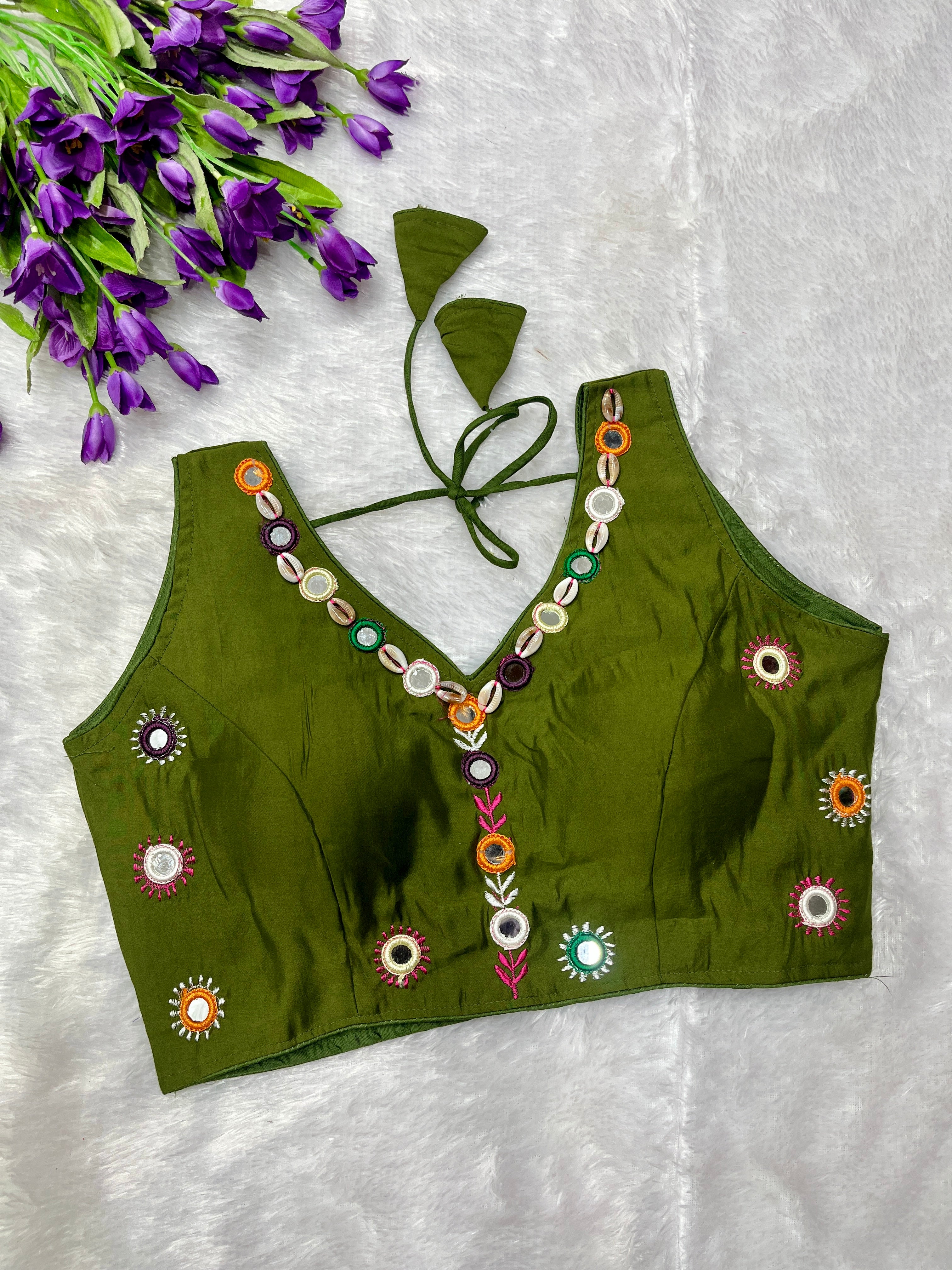 Real mirror hand work blouse