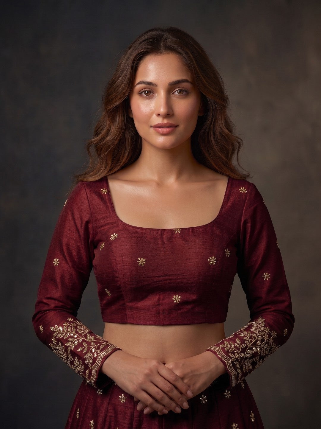 Full sleeve embroidery women blouse
