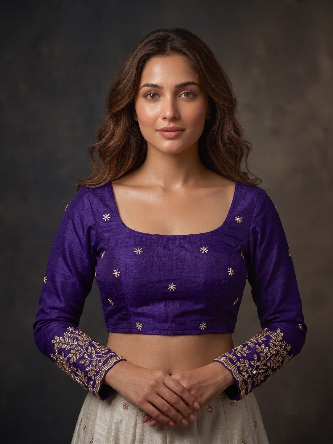Full sleeve embroidery women blouse