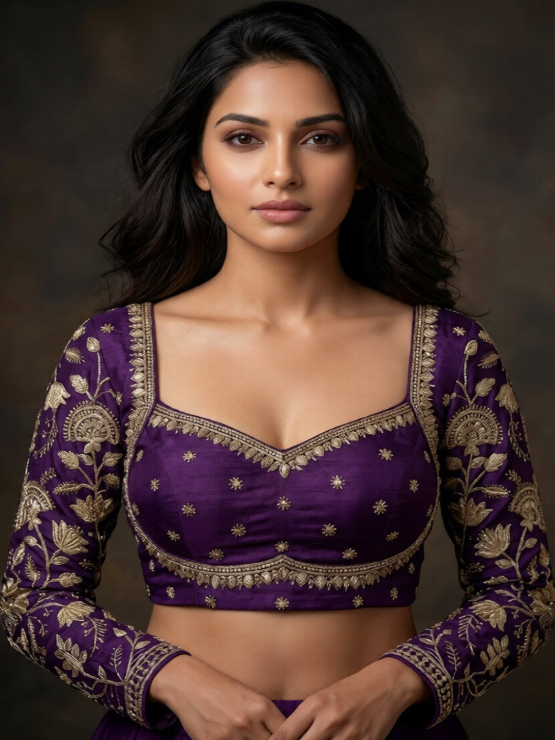 Full sleeve zari work blouse