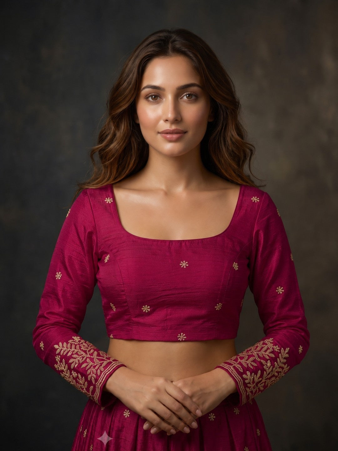 Full sleeve embroidery women blouse