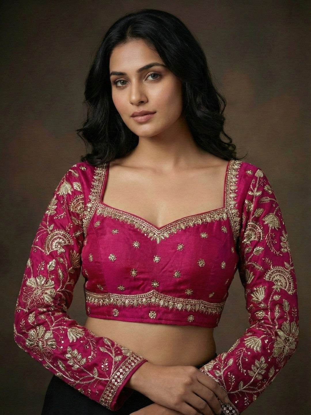 Full sleeve zari work blouse