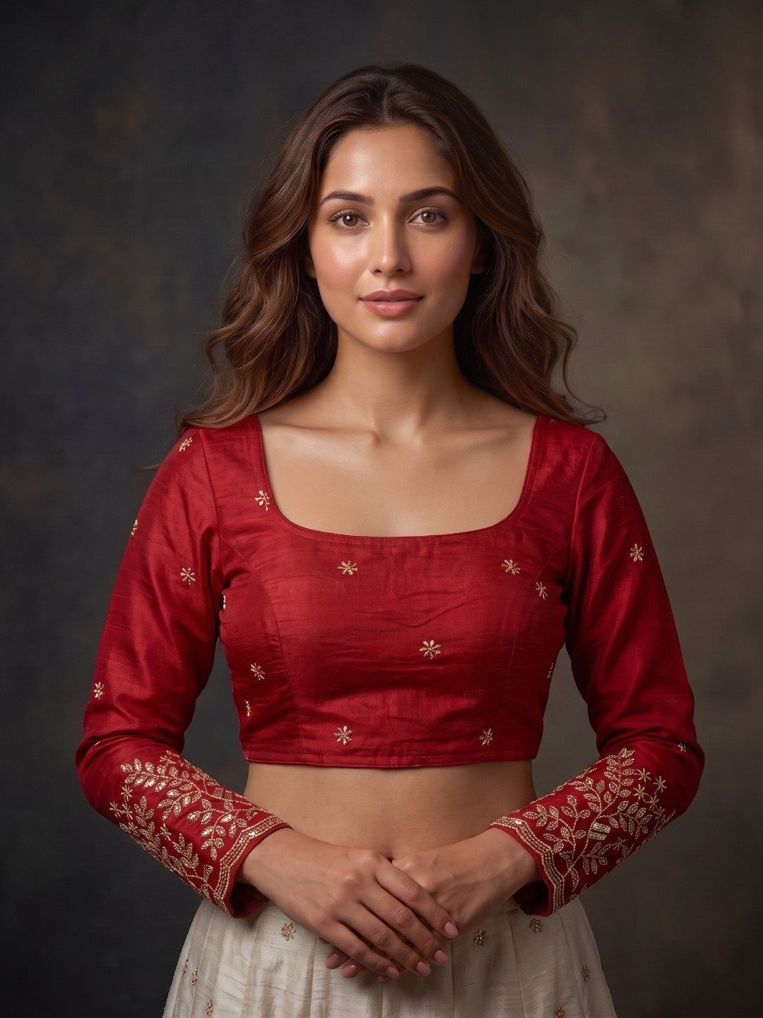 Full sleeve embroidery women blouse
