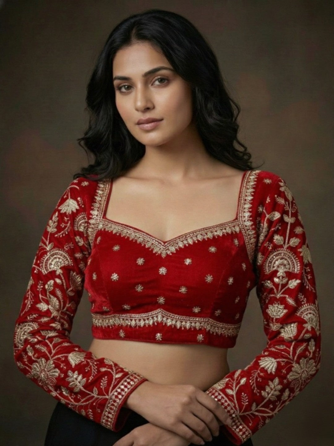 Full sleeve zari work blouse