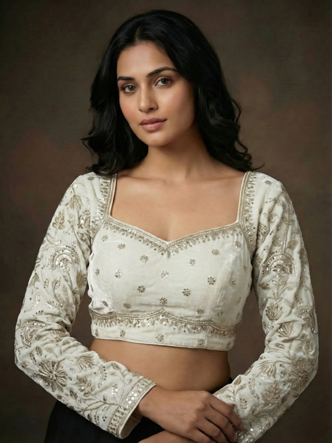 Full sleeve zari work blouse