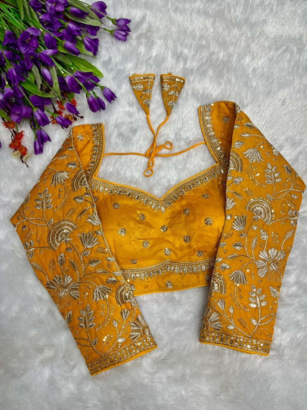 Full sleeve zari work blouse