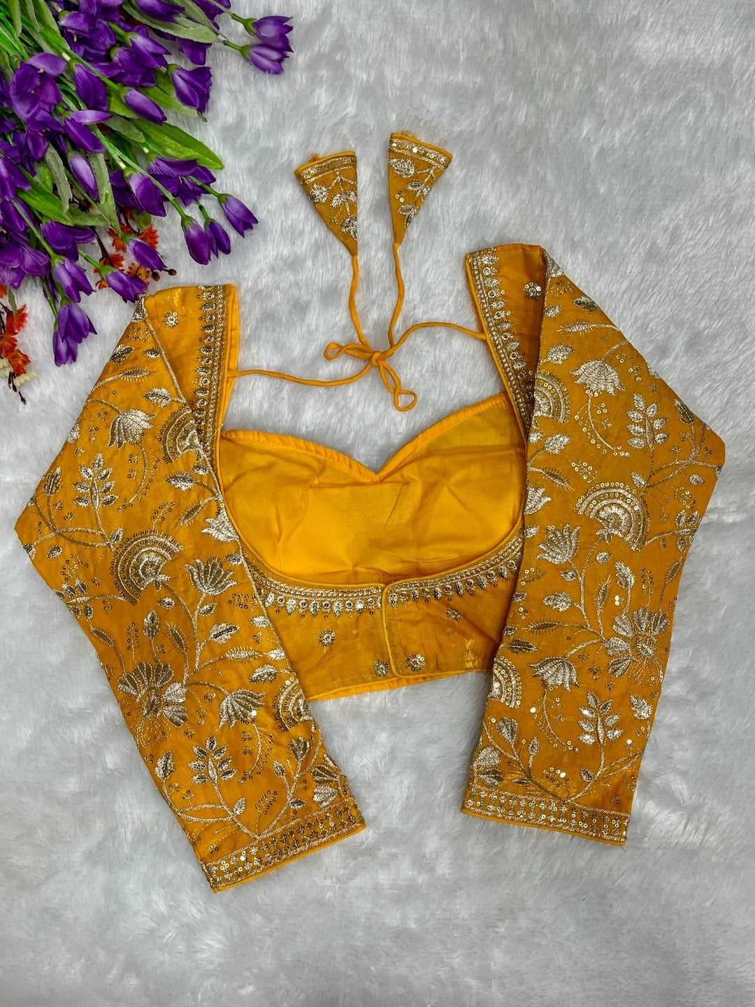 Full sleeve zari work blouse