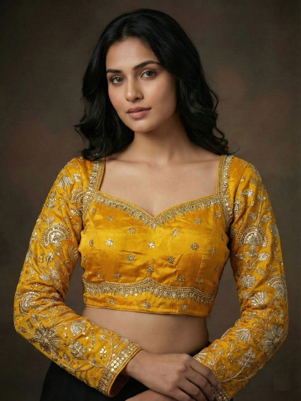 Full sleeve zari work blouse